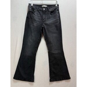 RM Rebecca Minkoff Flare Jeans Womens 4P Black Faded Stretch Denim Petite Grunge